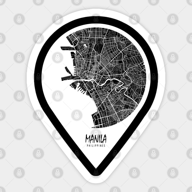 Manila, Philippines City Map - Travel Pin Sticker by deMAP Studio